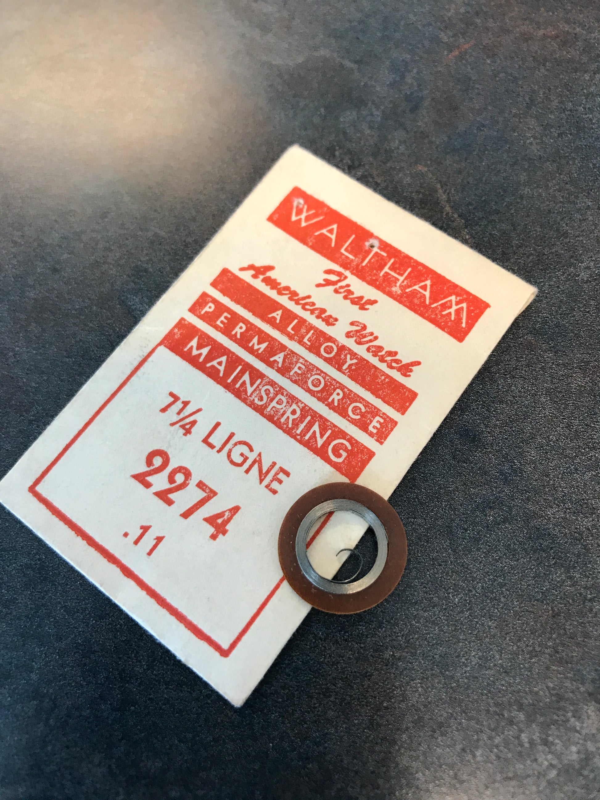 Waltham Factory Mainspring for 7¼ ligne Watches No. 2274 / 2238 - Alloy