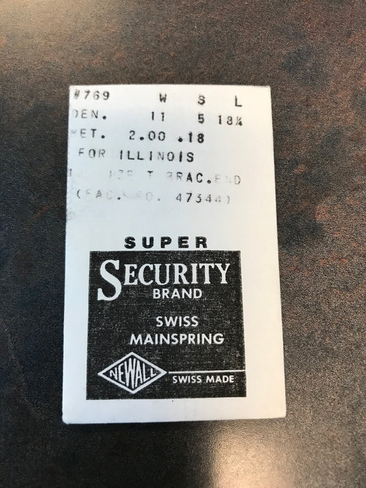 Newall SUPER Mainspring #769 for 12s Illinois Factory No 47344 - Alloy