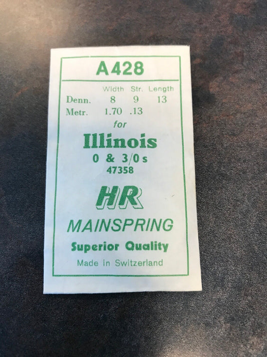 HR Mainspring A428 for Illinois 0s & 3/0S Movements #47358 - Steel
