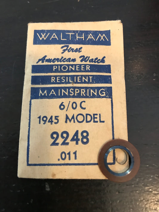 Waltham Factory Mainspring for 6/0 C 1945 Model No. 2248 - Steel