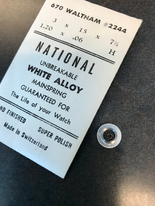 National White Alloy Mainspring for Waltham 6¾ Ligne #2244 / 2261