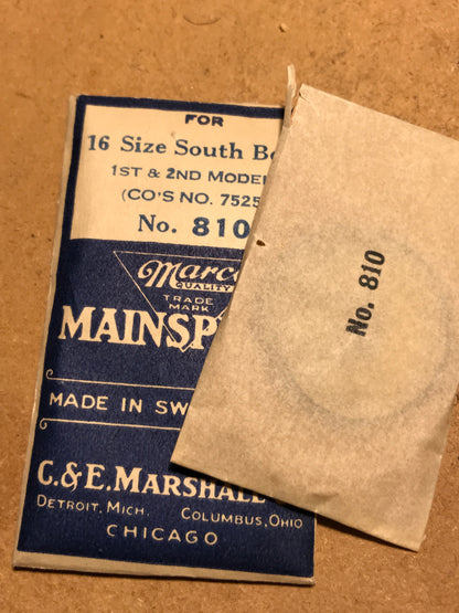 Marco Mainspring #810 for 16s South Bend No. 17528 - Steel