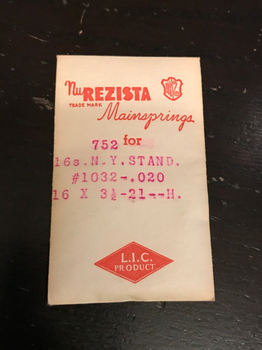 NuREZISTA Mainspring #752 for 16s N.Y. Standard No. 1032 / 3196 - Steel