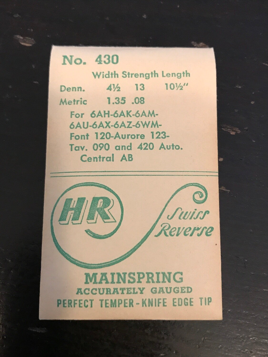 HR Mainspring No. 430 for Bulova 6AM, 6AZ, 6AH, 6AK & 6WM and other movements - steel