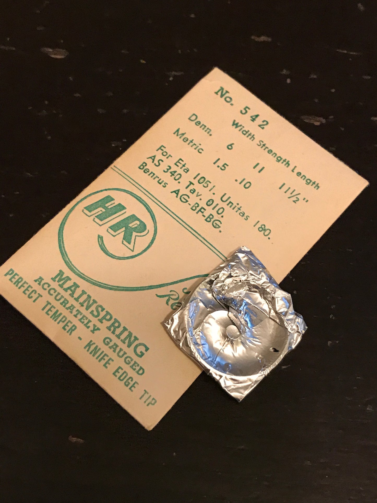 HR Mainspring No. 542 for Benrus AG, BF, BG & Eta 1051 movements - Steel