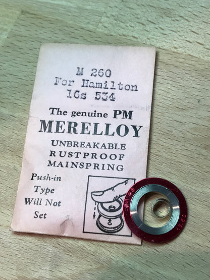 PM Merelloy Mainspring M260 - Hamilton 16s movements No. 534 - Alloy