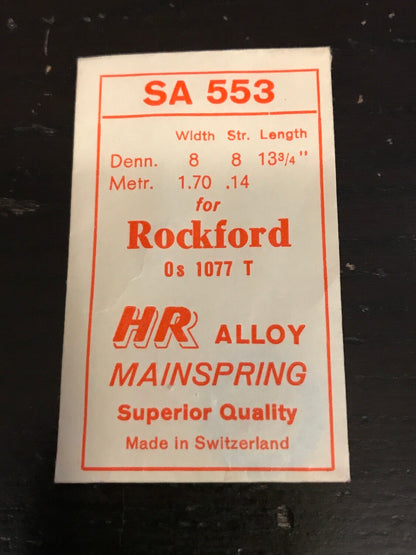 HR Mainspring SA553 for 0s Rockford Factory No. 1077 - Alloy