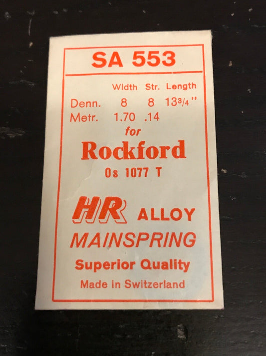 HR Mainspring SA553 for 0s Rockford Factory No. 1077 - Alloy