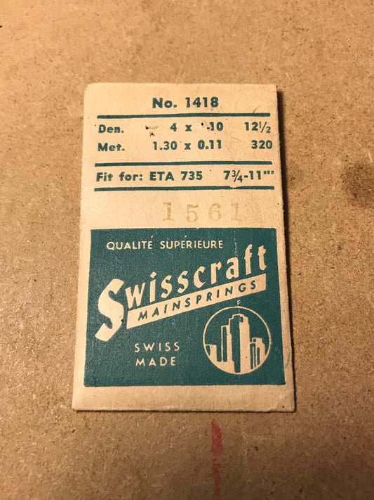 Swisscraft Mainspring No. 1418 for ETA caliber 735 - Steel