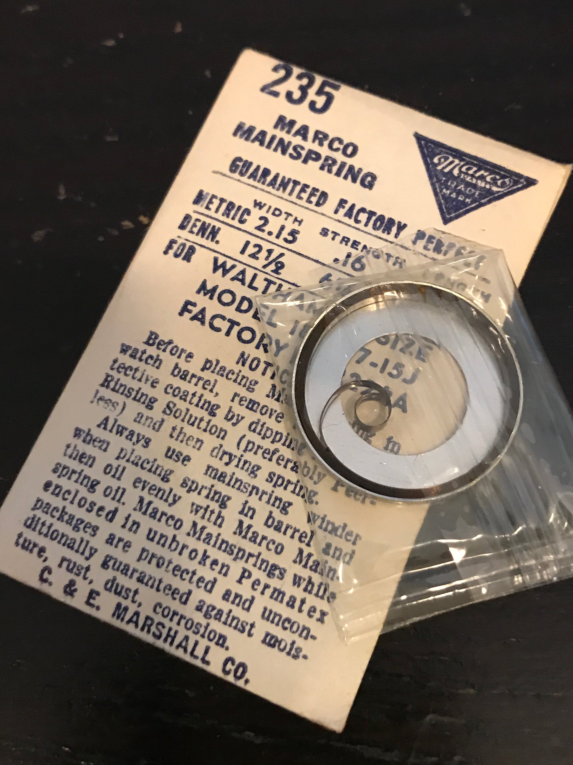 Marco Mainspring No.235 for 12s Waltham 7j to 15j #2224A - Steel