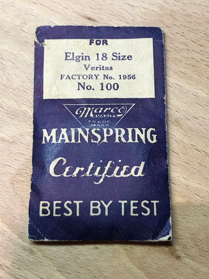 Marco Mainspring #100 for Elgin 18s Veritas No. 1956 - Steel