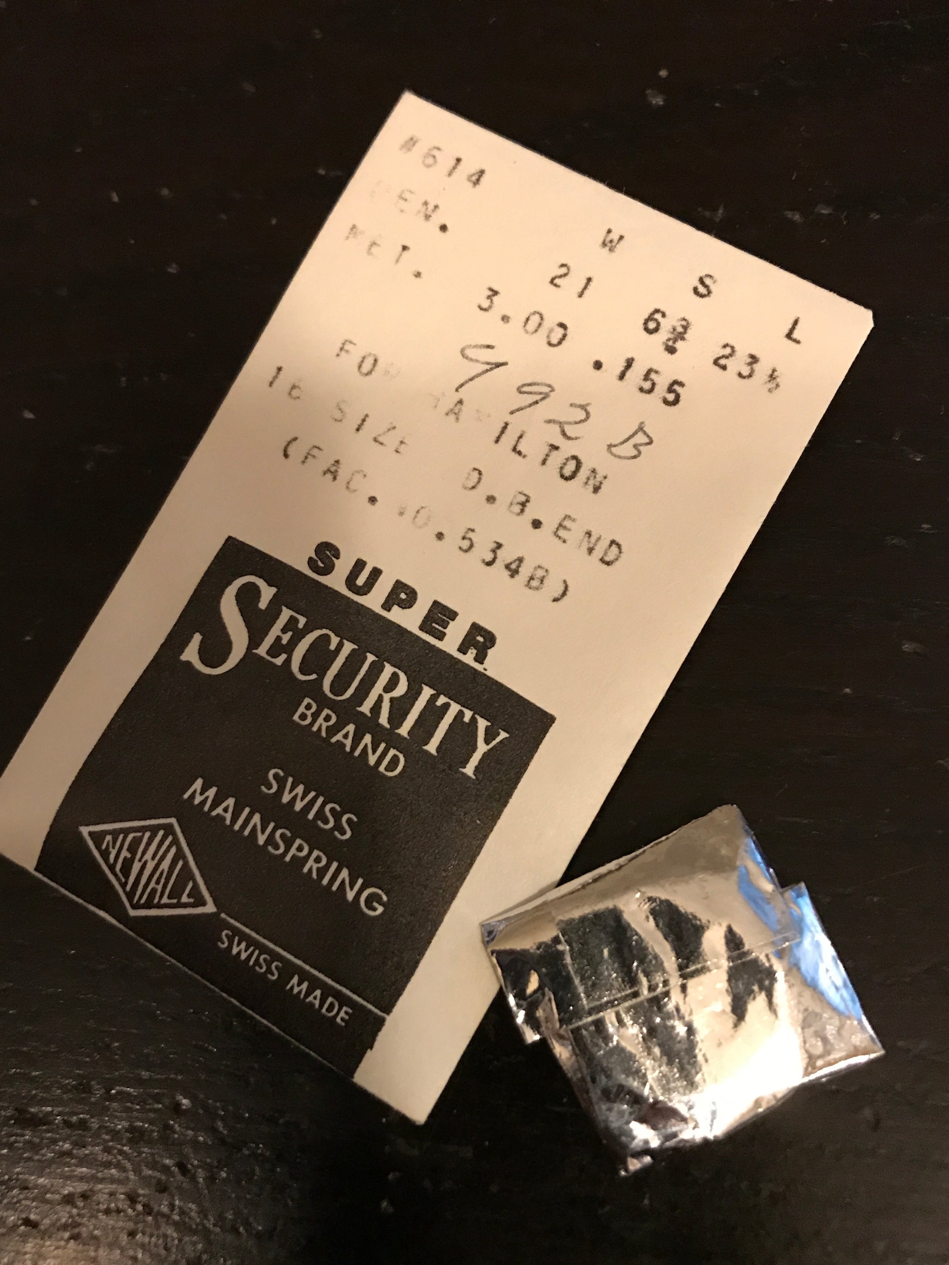 Newall SUPER Security Mainspring #614 for 16s Hamilton 534B / 718050 - Alloy