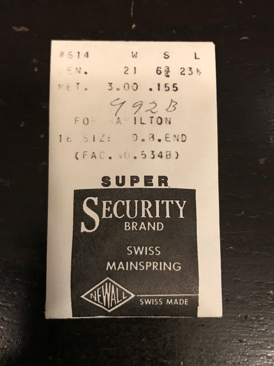 Newall SUPER Security Mainspring #614 for 16s Hamilton 534B / 718050 - Alloy