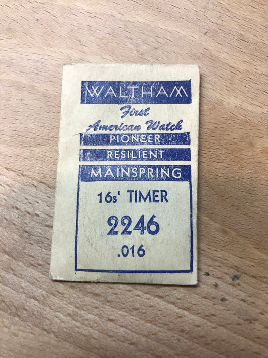 Waltham Factory Mainspring for 16s Timer No. 2246 - Steel
