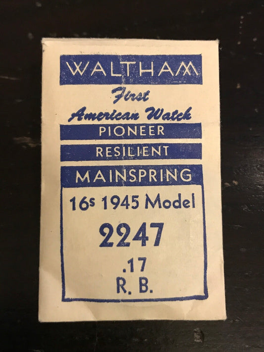 Waltham Factory Mainspring for 16s 1945 Model No. 2247 - Steel