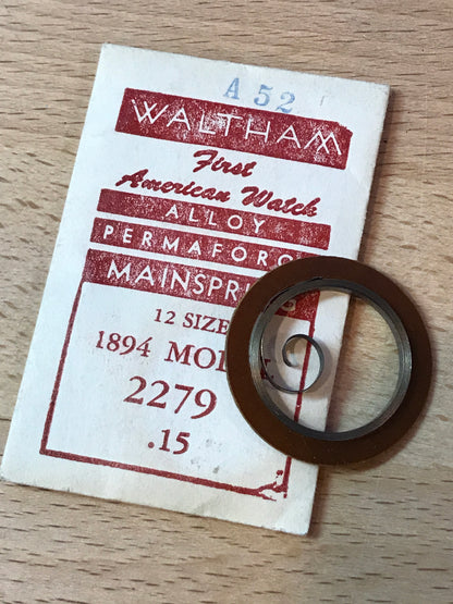 Waltham Factory Mainspring 12s Waltham Model 1894 #2279 / 2224A - Alloy