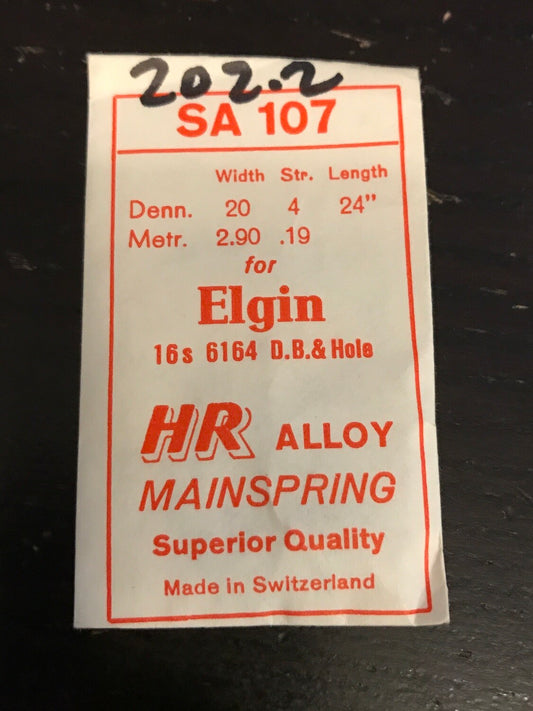 HR Mainspring SA107 for 16s Elgin B.W. Raymond No. 6164 - Alloy