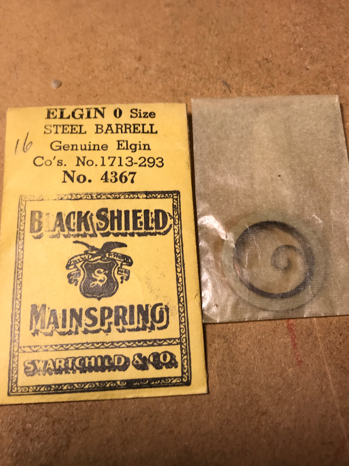 Swartchild Black Shield Mainspring for Elgin 0s #1713 - Steel