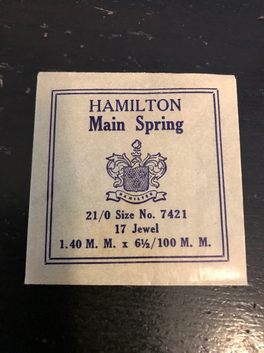 Hamilton Factory Mainspring for 21/0s Hamilton Grades 750 & 751 No. 7421 - Steel
