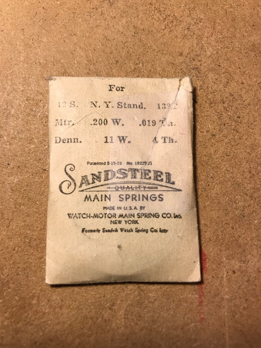 Sandsteel Mainspring for 12s N.Y. Standard No. 1322 - Steel