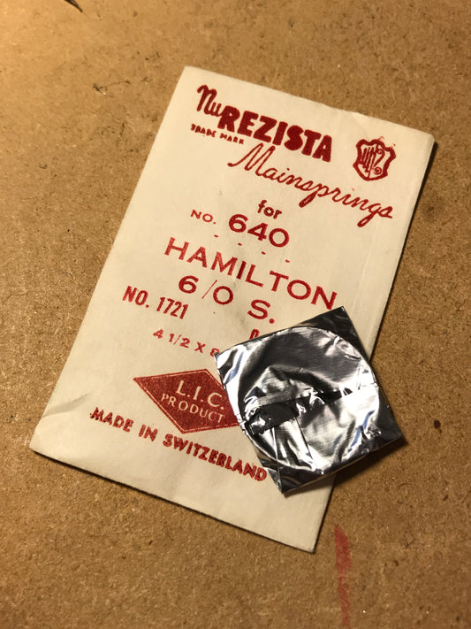 NuREZISTA Mainspring #640 for Hamilton 6/0s Factory No. 1721 - Steel