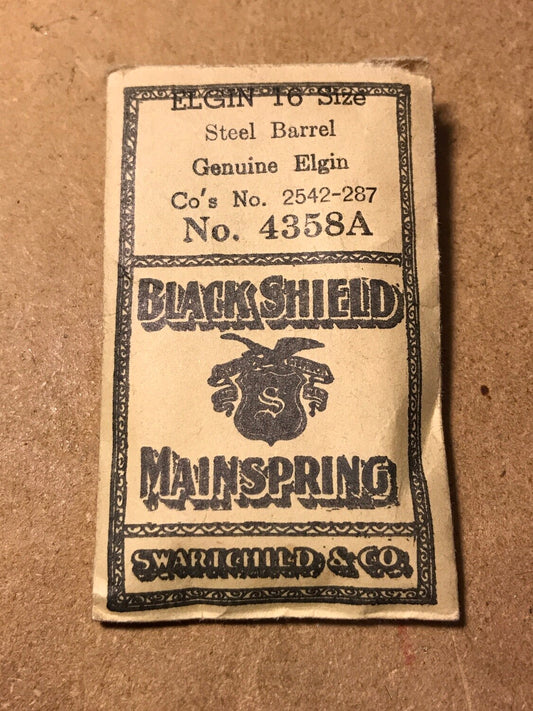 Swartchild Black Shield Mainspring for Elgin 16s #2542 - Steel
