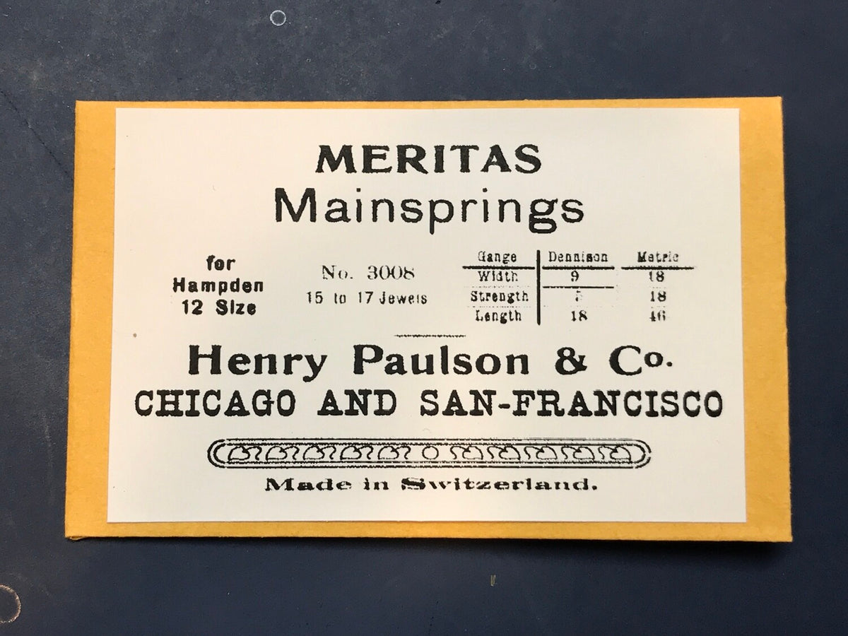 MERITAS Mainspring for 12s Hampden #7696 - Steel