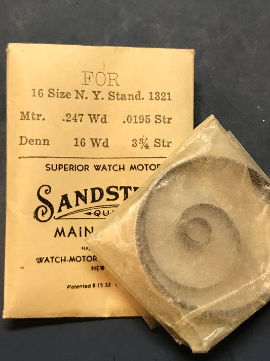 Sandsteel Mainspring for 16s N.Y. Standard No. 1321 - Steel