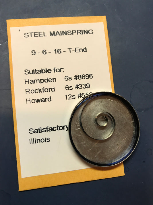 Steel Mainspring for Rockford 6s #339 & Howard 12s #553 - Steel