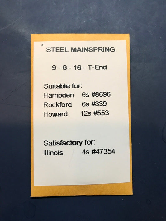 Steel Mainspring for Rockford 6s #339 & Howard 12s #553 - Steel