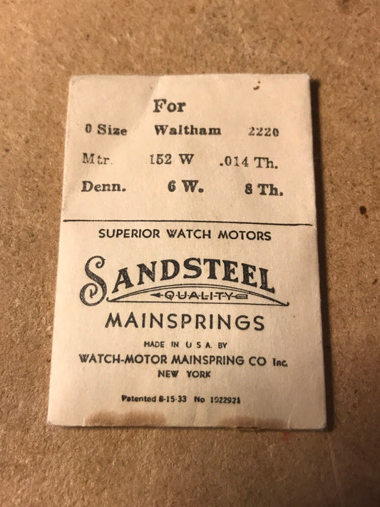 Sandsteel Mainspring No. 2220 for 0s Waltham - Steel