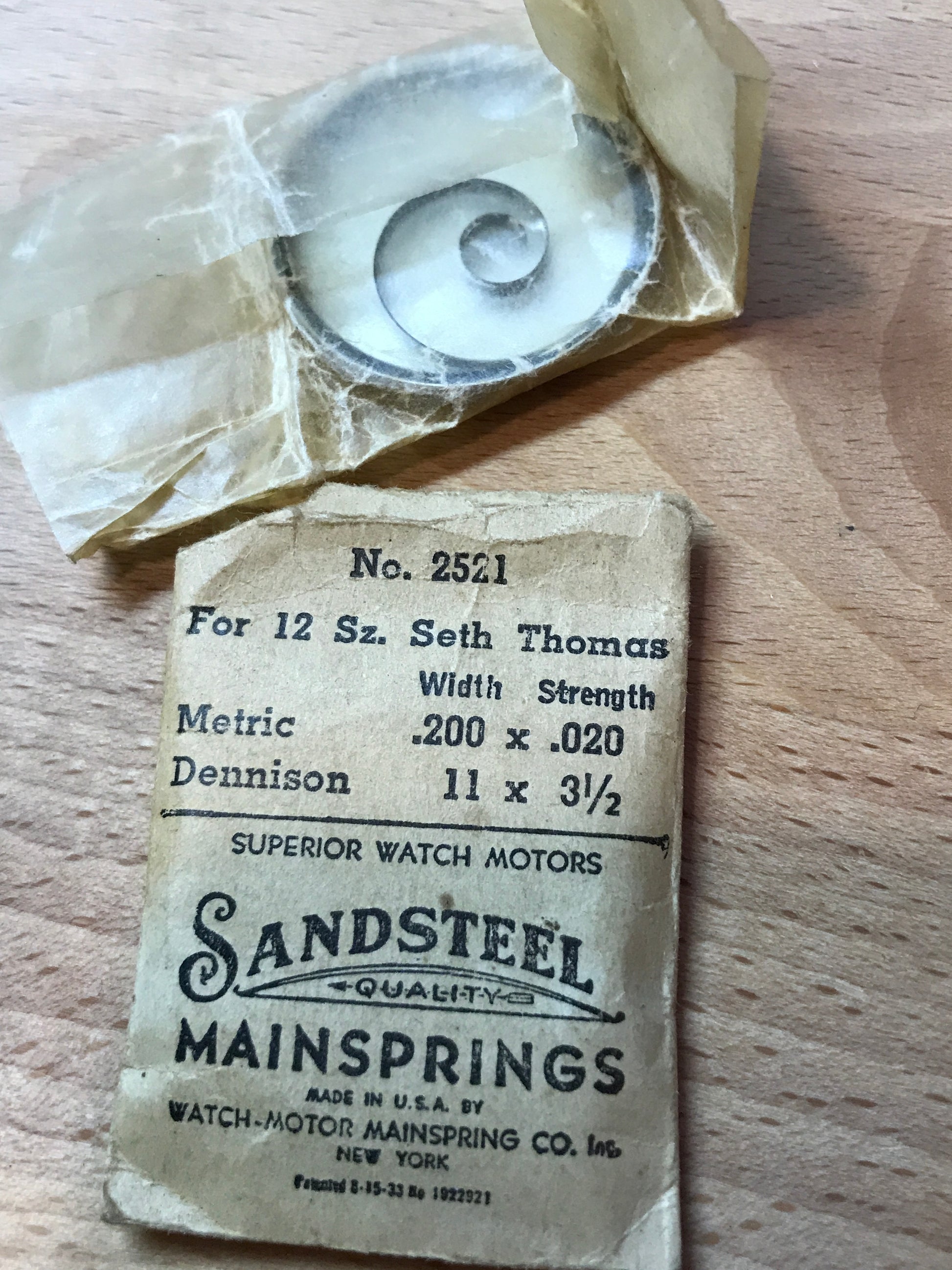 Sandsteel Mainspring for Seth Thomas 12s #2521 - Steel
