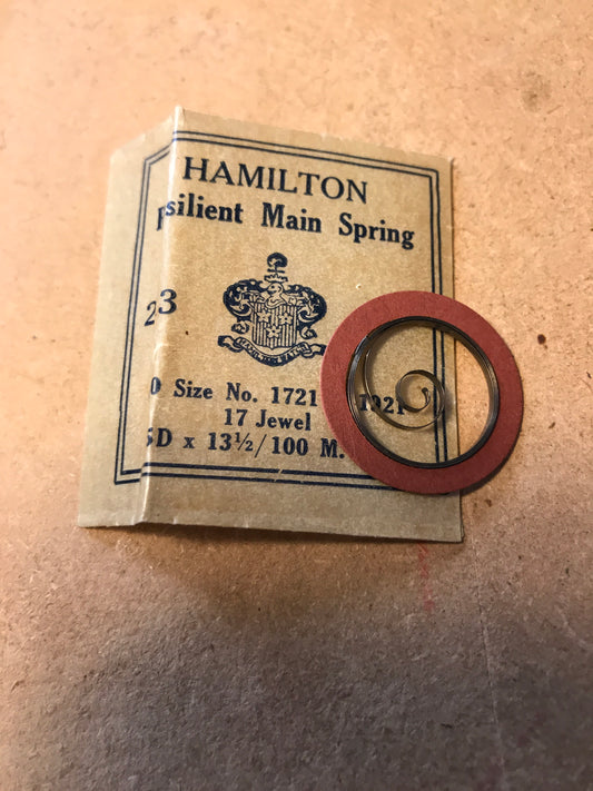 Hamilton Factory Mainspring No. 1721 or 1921 for 6/0s - Steel