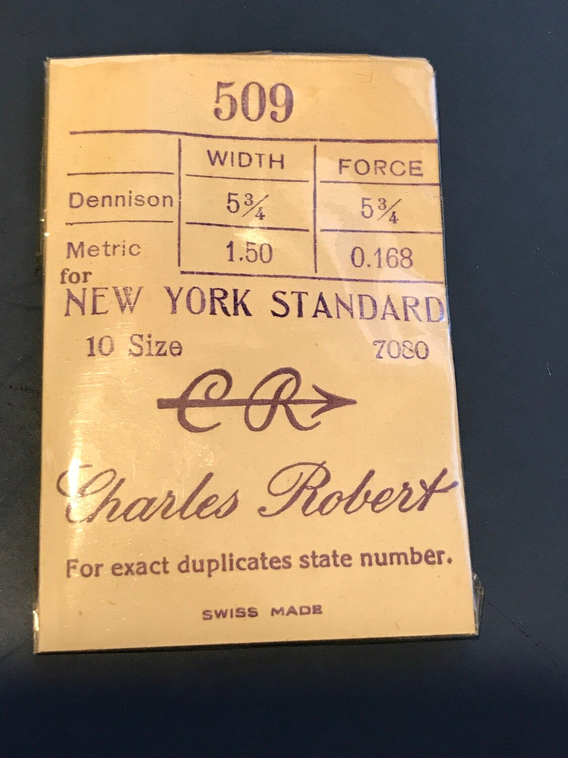 CR Mainspring 509 for N.Y. Standard 10s No. 7080 - Steel