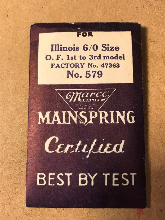 Marco Mainspring #579 for 6/0s Illinois Factory No. 47363 - Steel