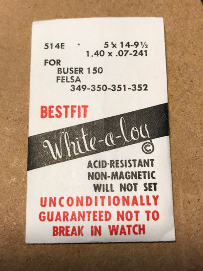 BESTFIT Mainspring 514E for Buser 150 & Felsa 349 thru 352 - Alloy