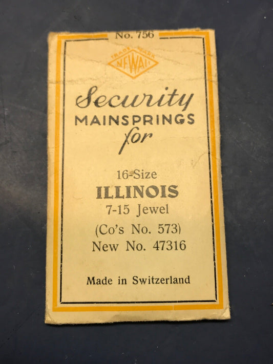 Newall Security Mainspring #756 for 16s Illinois #47316 - Steel