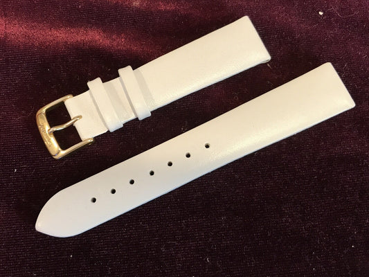 Speidel 18mm White Genuine Leather Watch Strap - NOS
