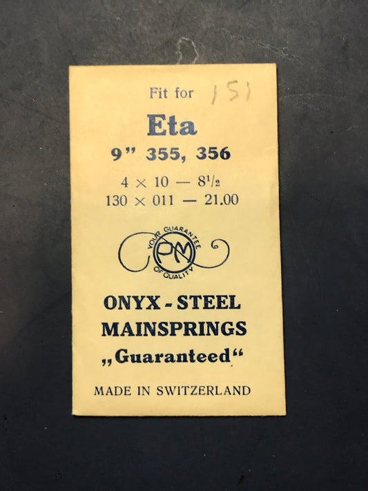 PM Mainspring for Eta caliber 355 & 356 - ONYX Steel