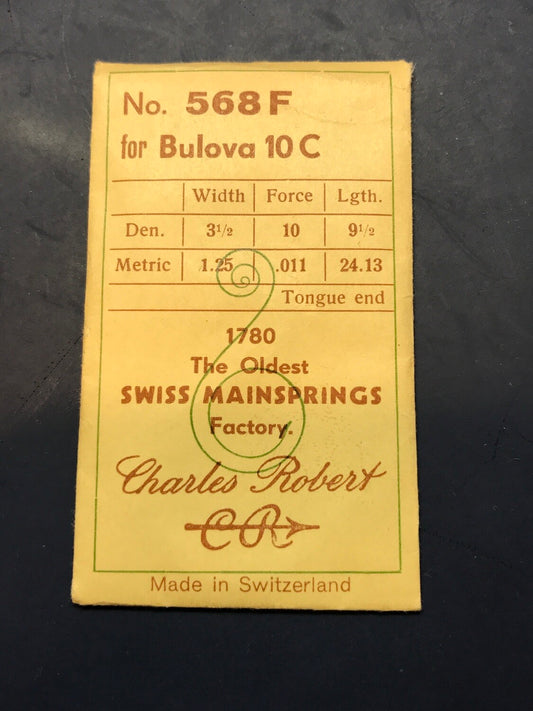 CR Mainspring 568F for Bulova caliber 10C - Steel