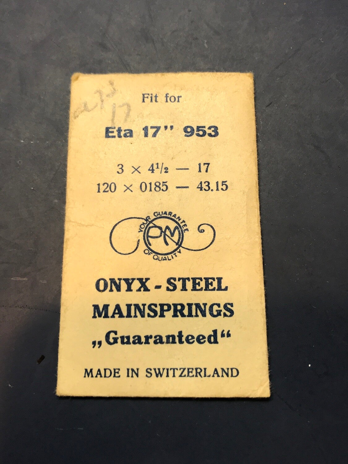 PM Mainspring for 17 ligne ETA caliber 953 - ONYX Steel