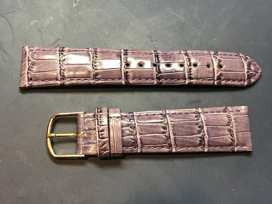 20mm PURPLE Color Genuine Leather Watch Strap - New