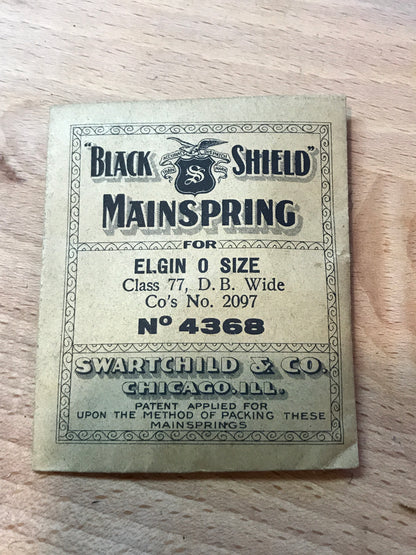 Swartchild Black Shield Mainspring for Elgin 0s #2097 - Steel