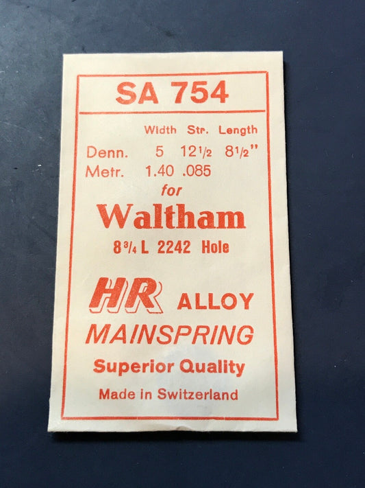 HR Mainspring SA754 for Waltham 8¾ ligne movements #2242 - Alloy