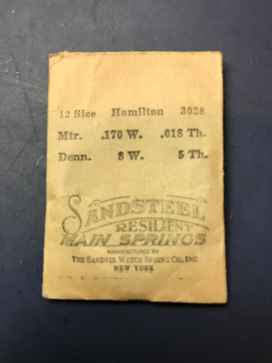Sandsteel Mainspring for Hamilton 12s  No. 3028 - Steel