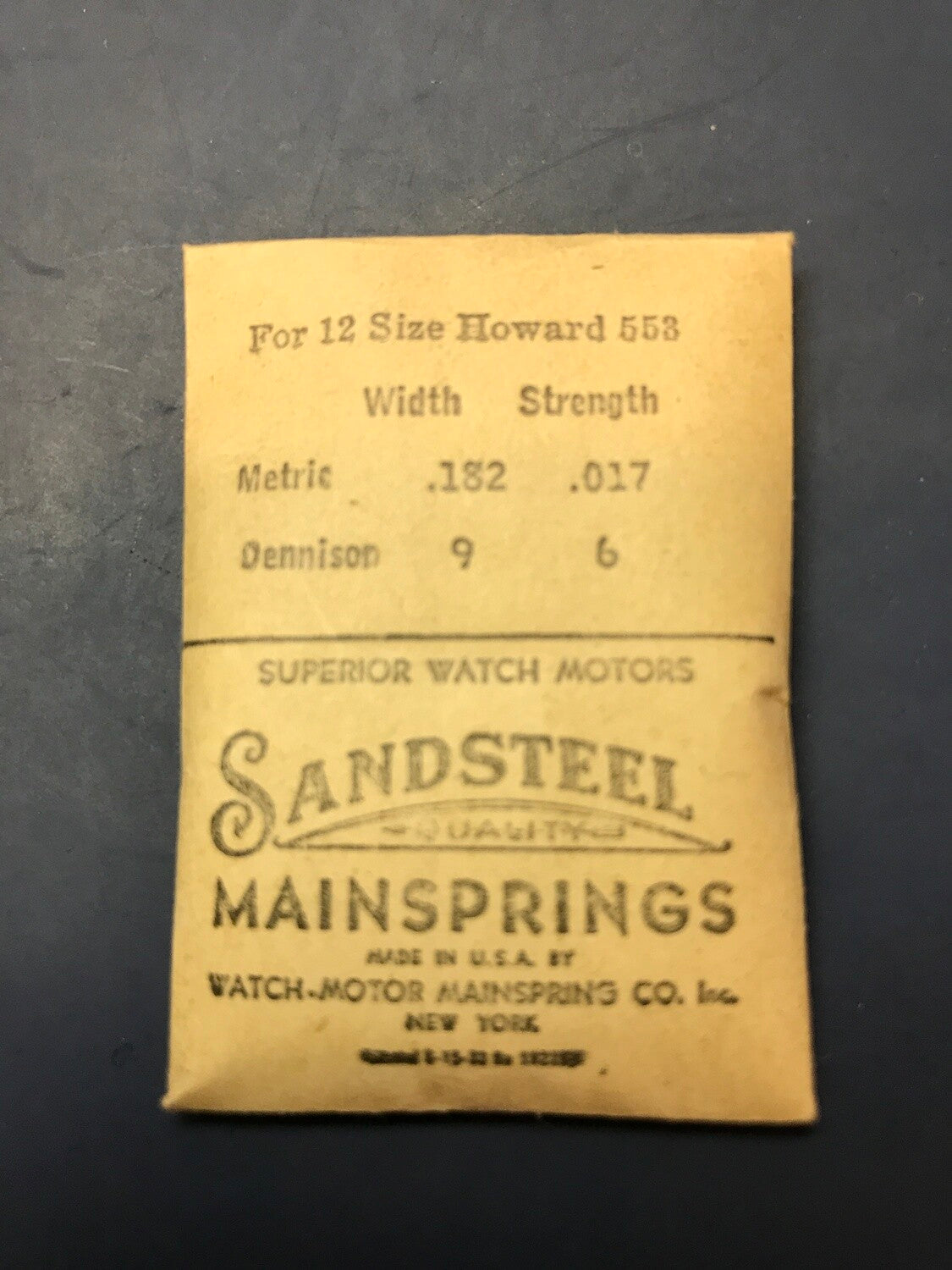 Sandsteel Mainspring for Howard 12s #553 - Steel