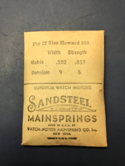 Sandsteel Mainspring for Howard 12s #553 - Steel