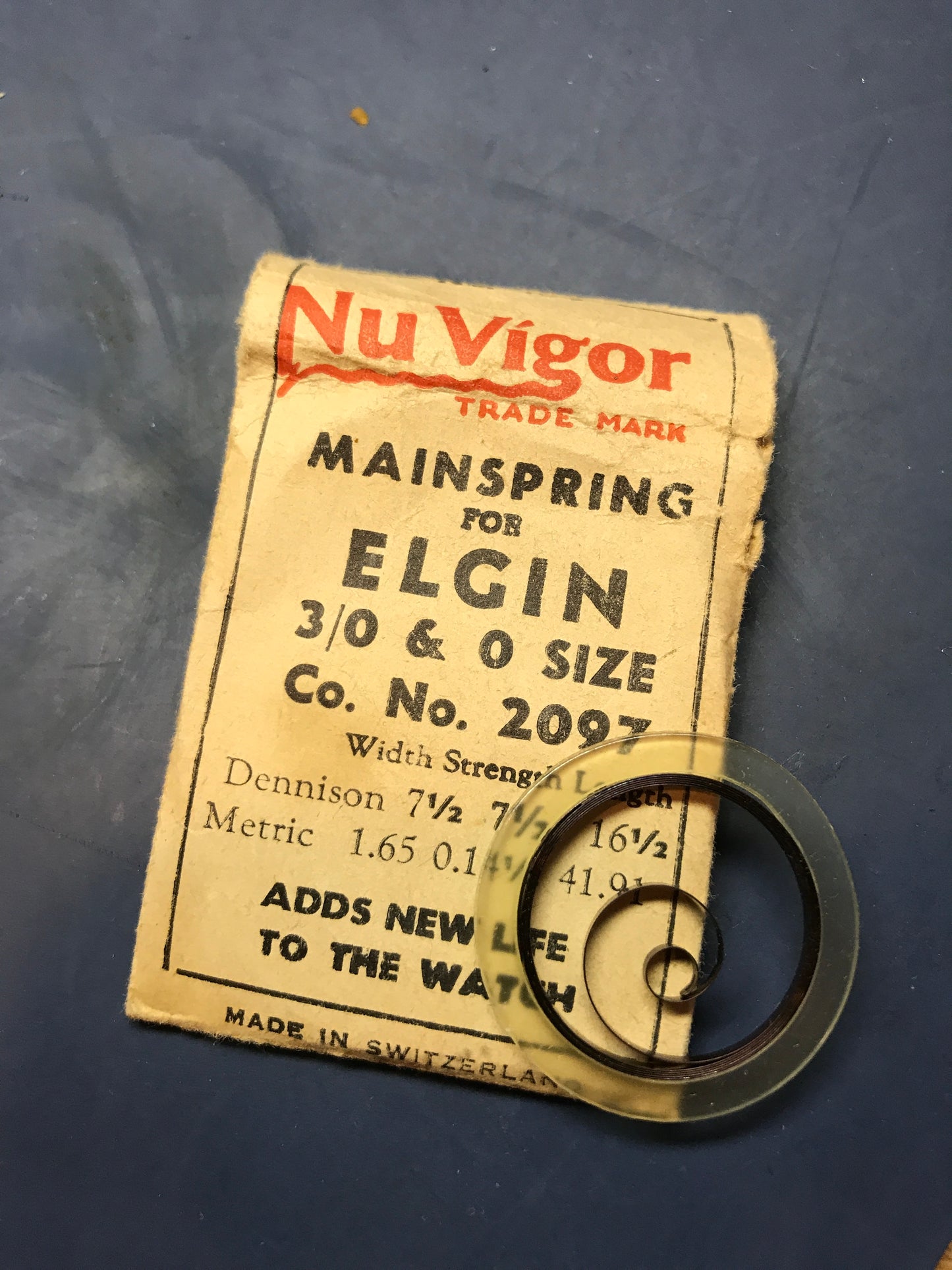 NuVigor Mainspring #103 for Elgin 0s & 3/0s No. #2097 - Steel