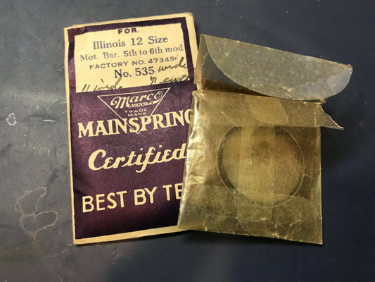 Marco Mainspring #535 for 12s Illinois Factory No. 47349 - Steel