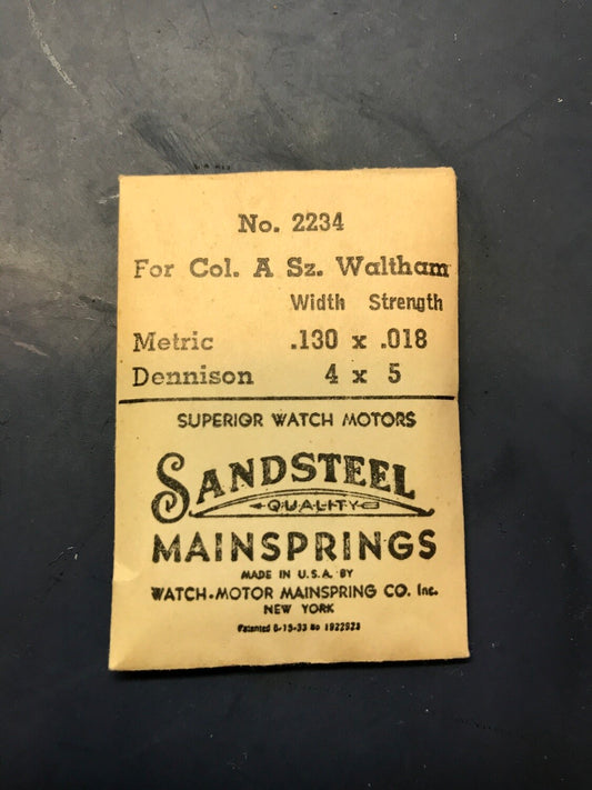 Sandsteel Mainspring for Waltham 12s Colonial A. No. 2234 - Steel